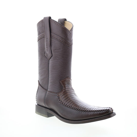 Los Altos Square Toe Lizard Teju 770707 Mens Brown Wide Cowboy Western Boots 6.5