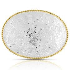 Custom Small Two-Tone Engraved Western Buckle