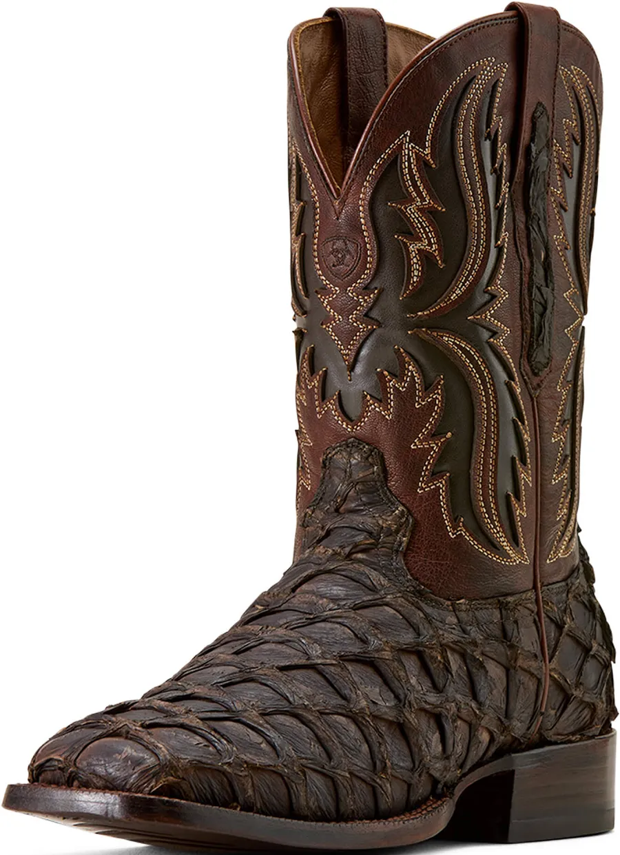 Men's Ariat Ashwood Wide Square Toe Cowboy Boot JAVA PIRARUCU|DEEP CHOCOLATE