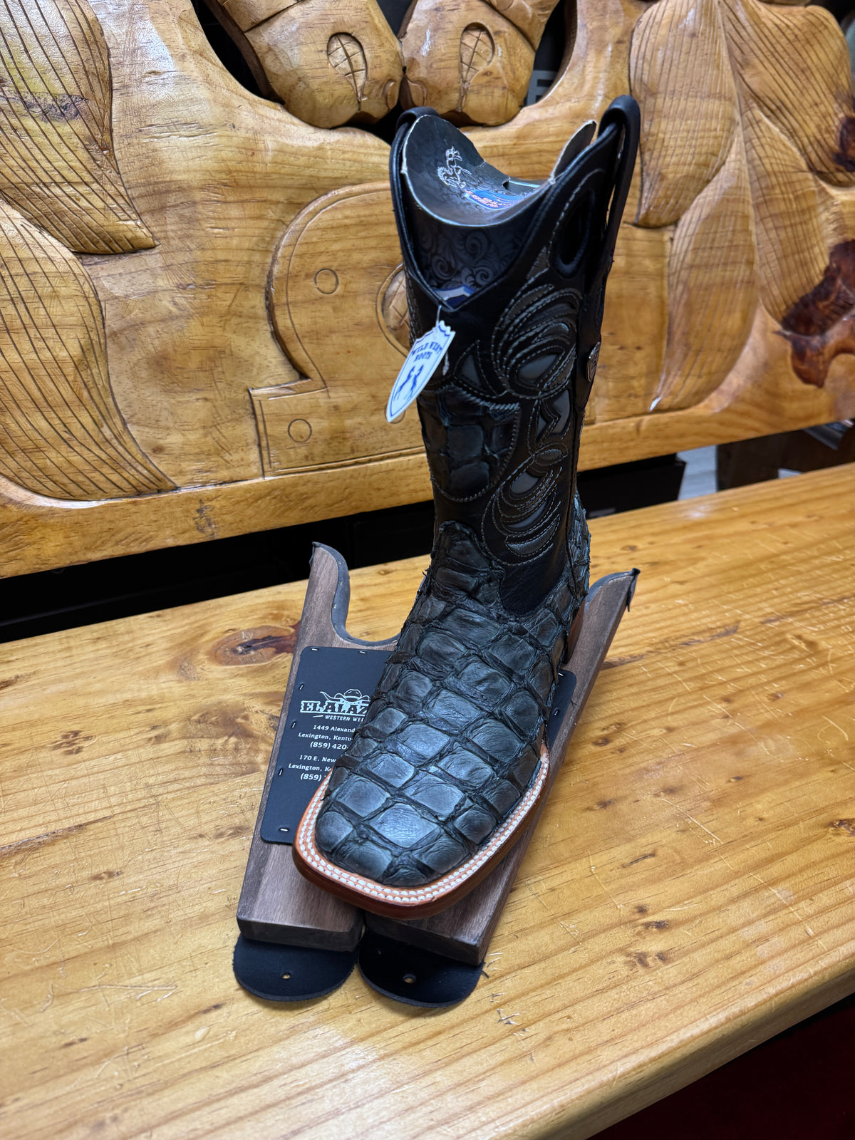 Men’s GRAY/BLACK WILD WEST BOOTS PIRARUCU LEATHER EXOTIC BOOTS