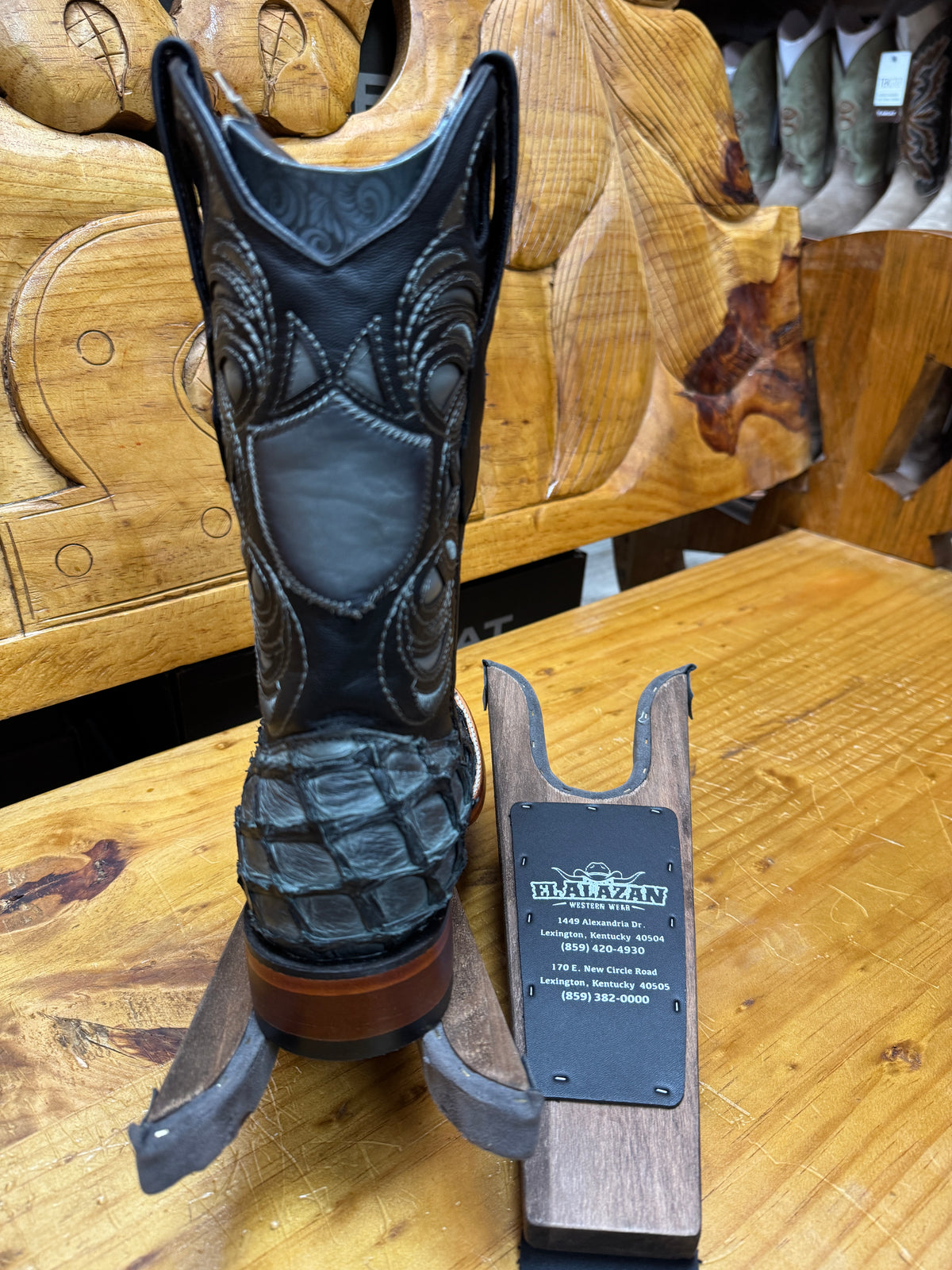 Men’s GRAY/BLACK WILD WEST BOOTS PIRARUCU LEATHER EXOTIC BOOTS
