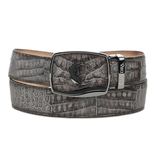 Cuadra Mint Grey Caiman Stitching Belt BC481