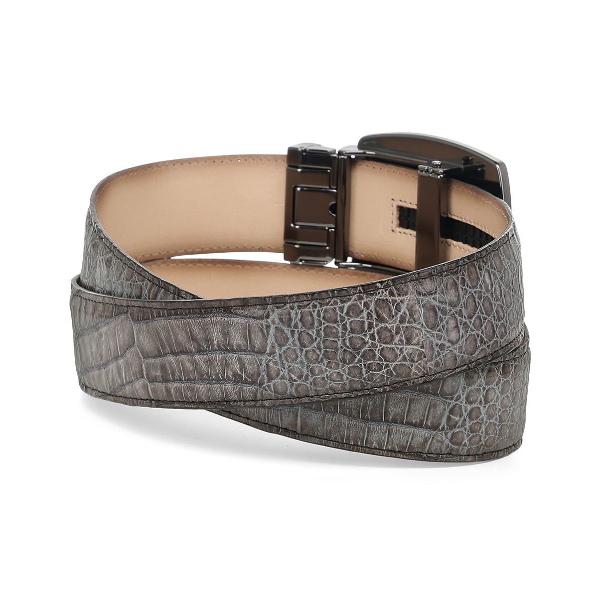 Cuadra Mint Grey Caiman Stitching Belt BC481