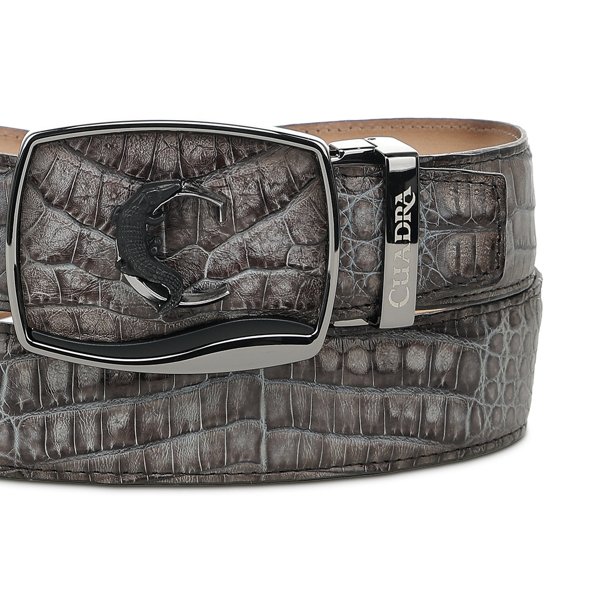 Cuadra Mint Grey Caiman Stitching Belt BC481