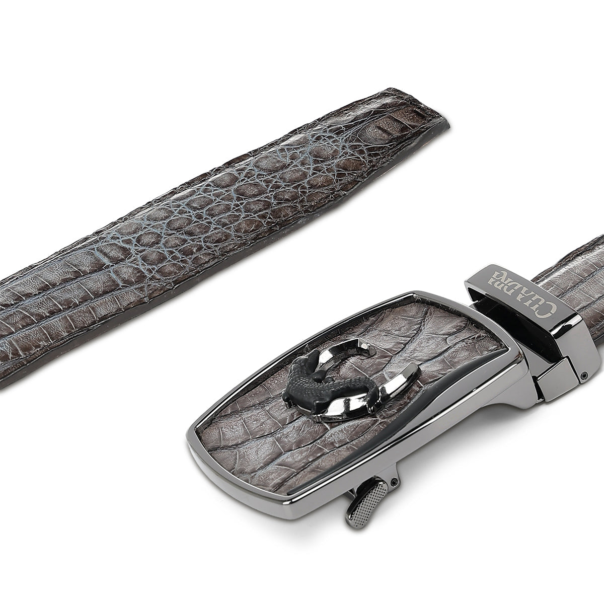 Cuadra Mint Grey Caiman Stitching Belt BC481