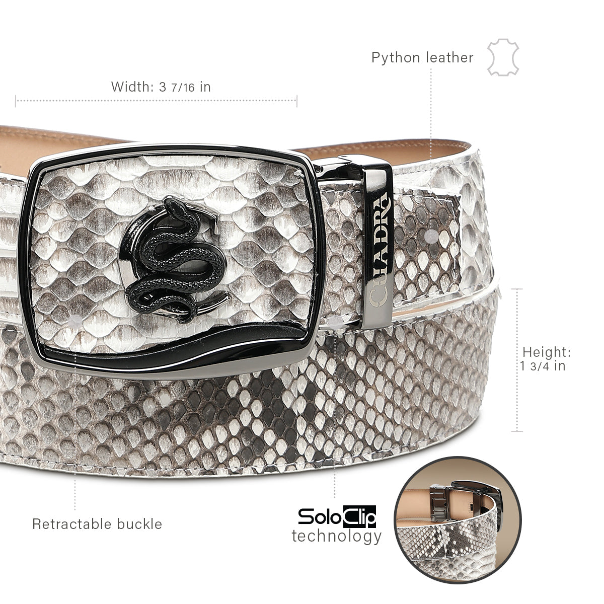 CUADRA BELT PYTHON BACK PLUNG NATURAL -BC482