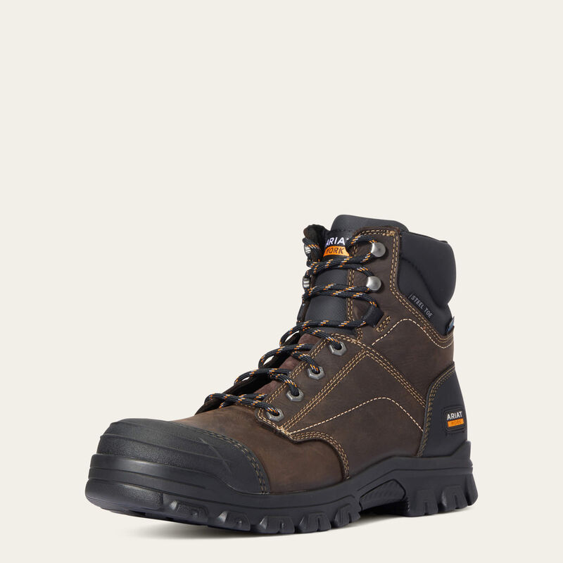 Ariat Treadfast 6-inch Waterproof Steel Toe Work Boot front three-quarter view