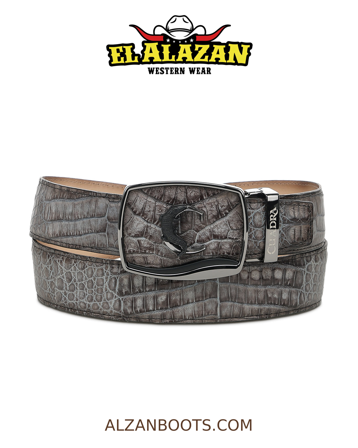 Cuadra exotic caiman belt in mint grey at El Alazan Western Wear