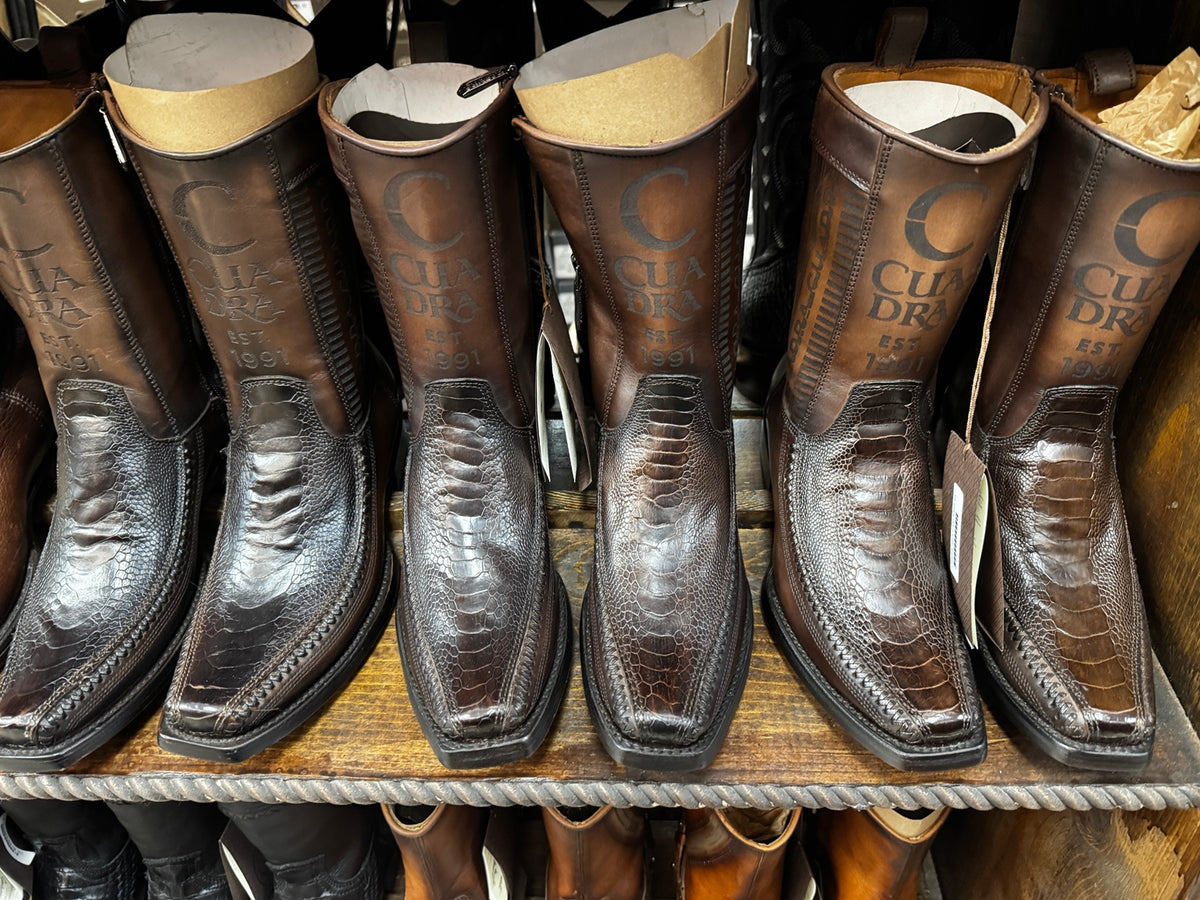 Cuadra CU631 brown ostrich leg tall zip boots in-store inventory