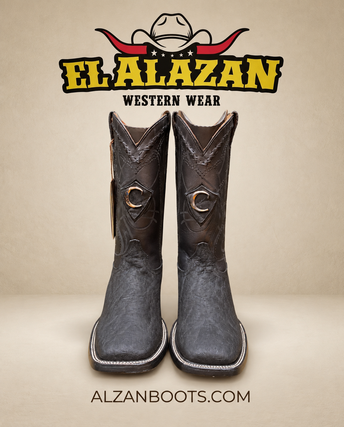 Cuadra men's black elephant leather square toe boots at El Alazan Western Wear