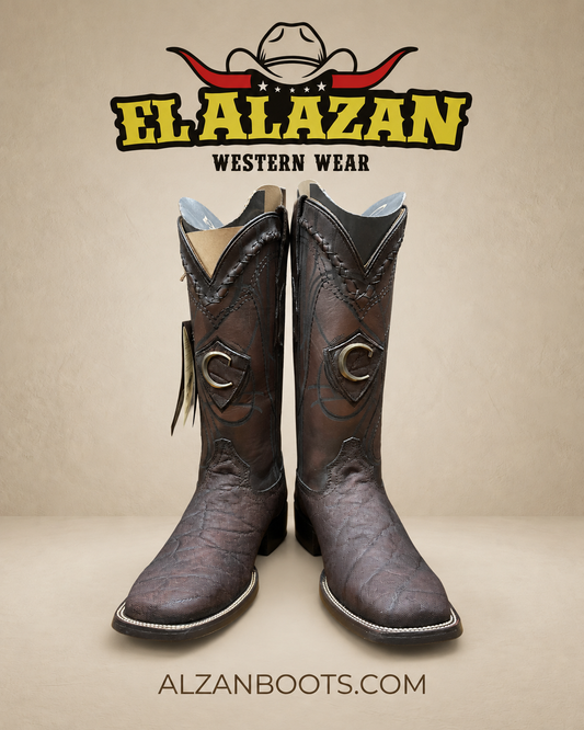 Cuadra men's brown elephant leather square toe boots at El Alazan Western Wear