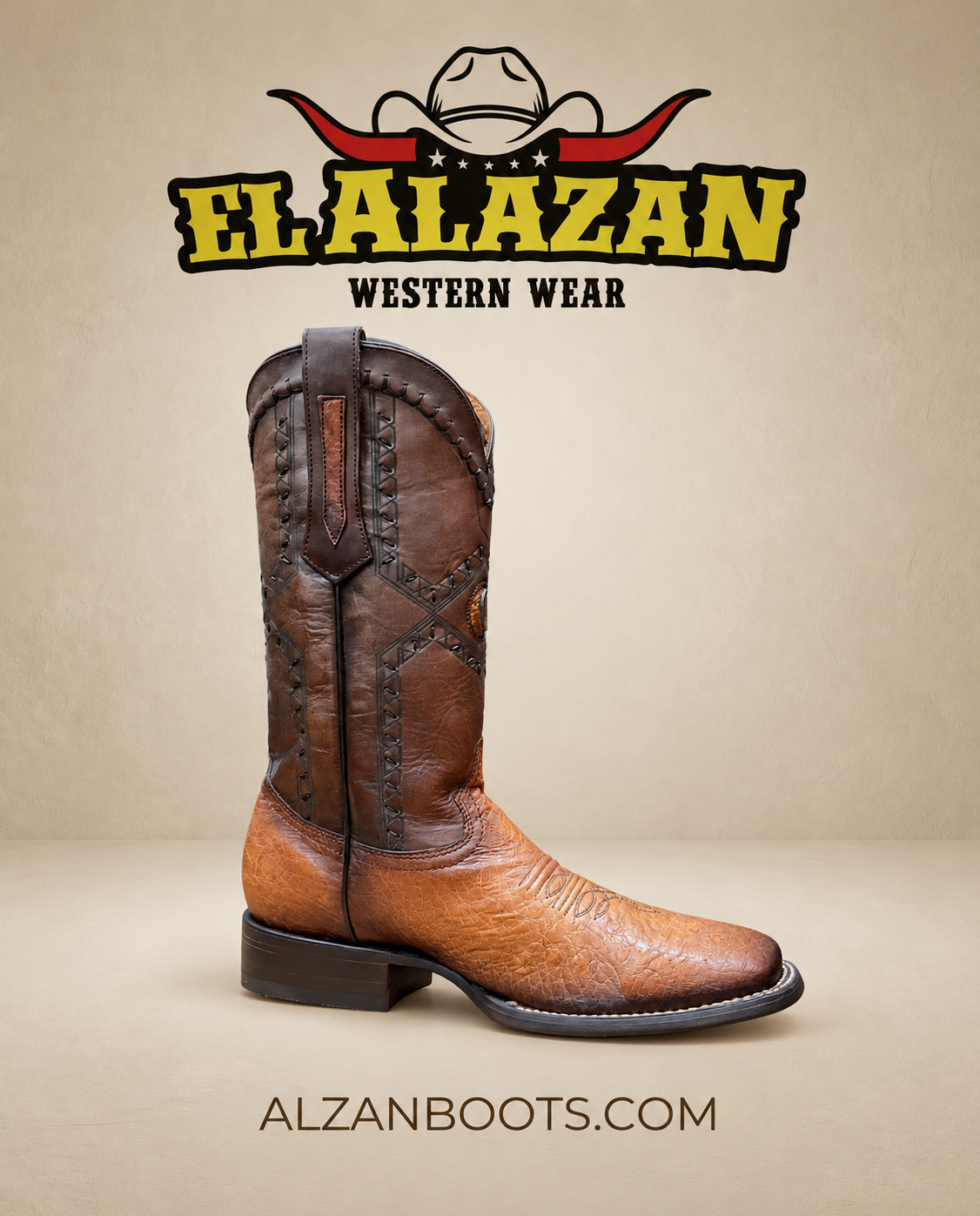 Cuadra men's Flame Choco smooth ostrich leather square toe boot at El Alazan Western Wear