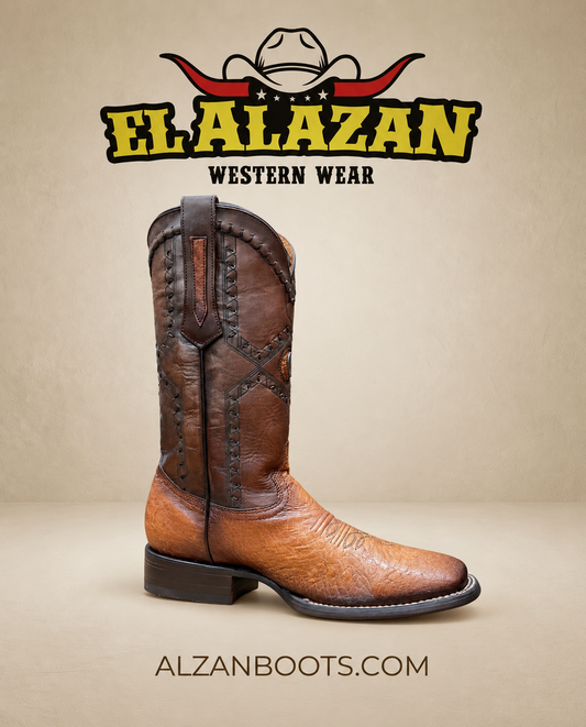 Cuadra men's Flame Choco smooth ostrich leather square toe boot at El Alazan Western Wear